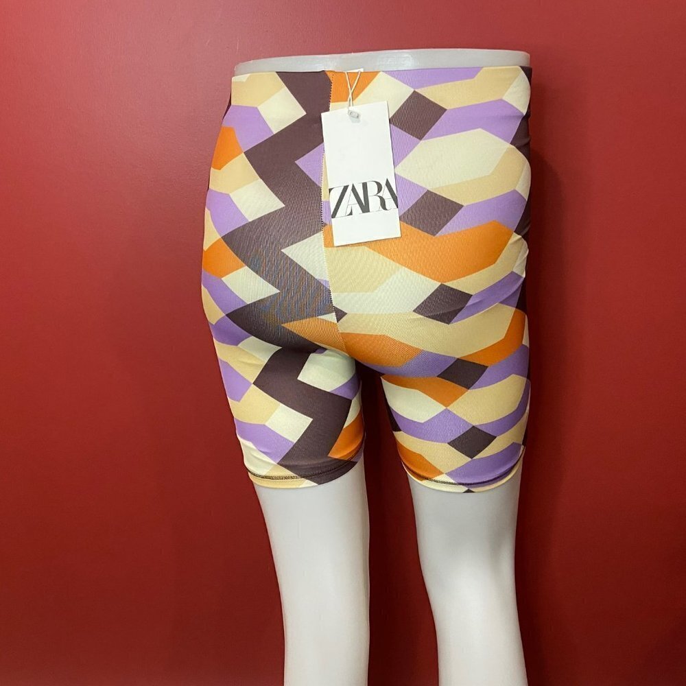 Zara Women's Geometric Print Bike Shorts - Size Small - NWT - Picture 3 of 4